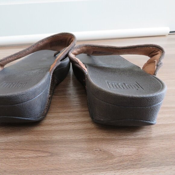 FITFLOP Lulu Chocolate Metallic Glitter Flip Flop Thong Sandals - Size US 7 - Picture 10 of 16